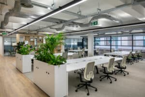 Cat B refurbishment showing a modern office workspace