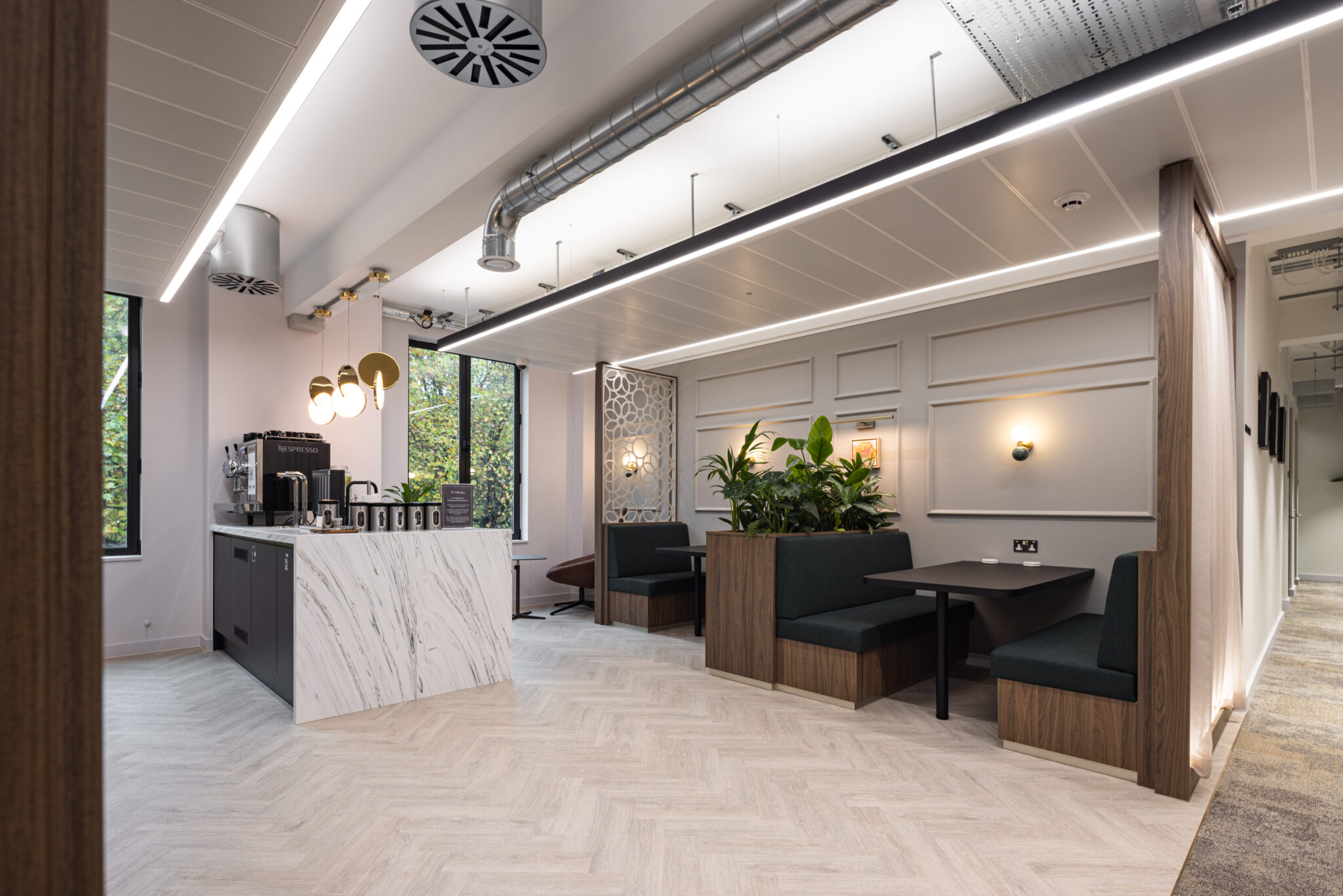 club lounge Gilbanks Birmingham office fit out