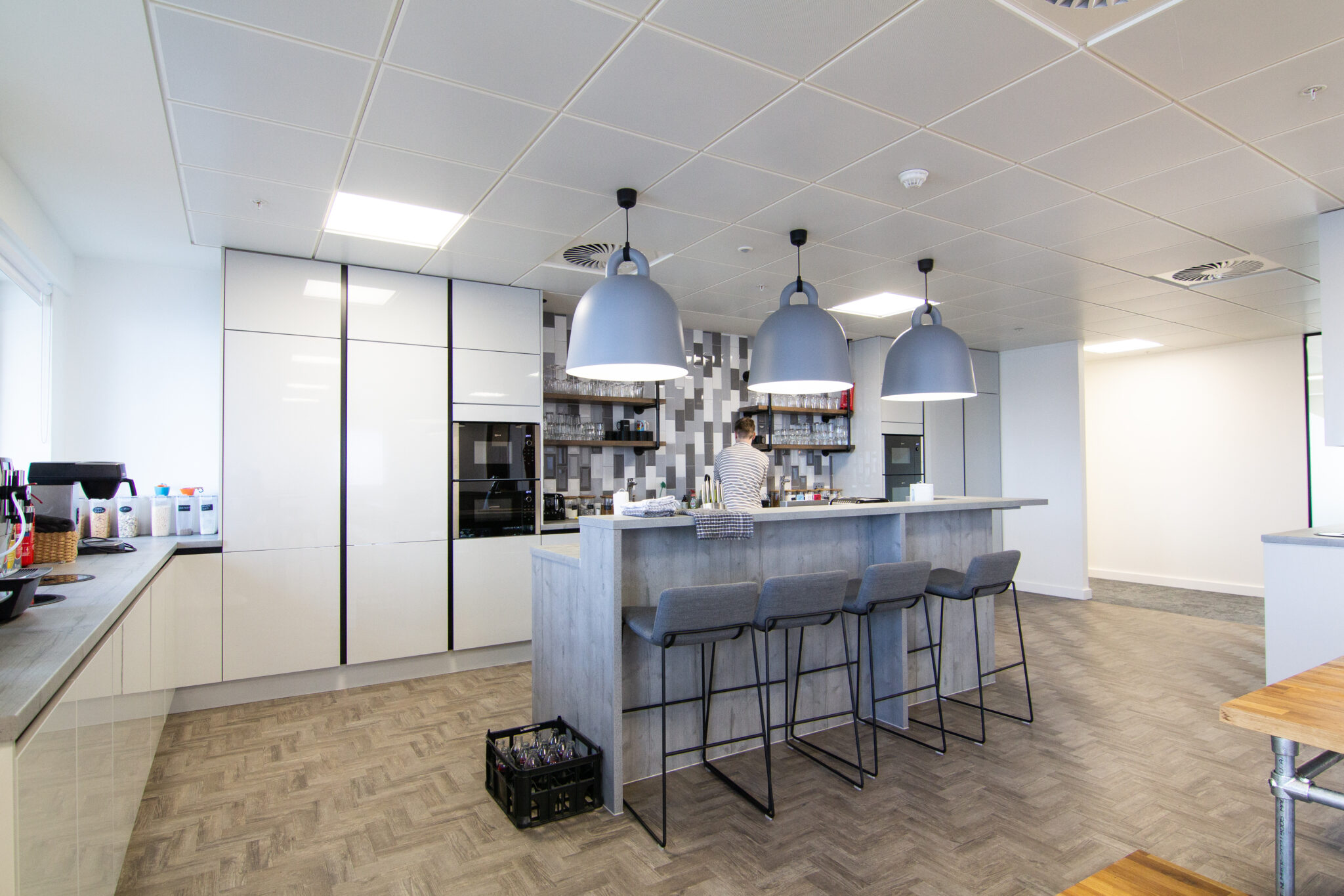 kitchen area in workplace fit out Manchester