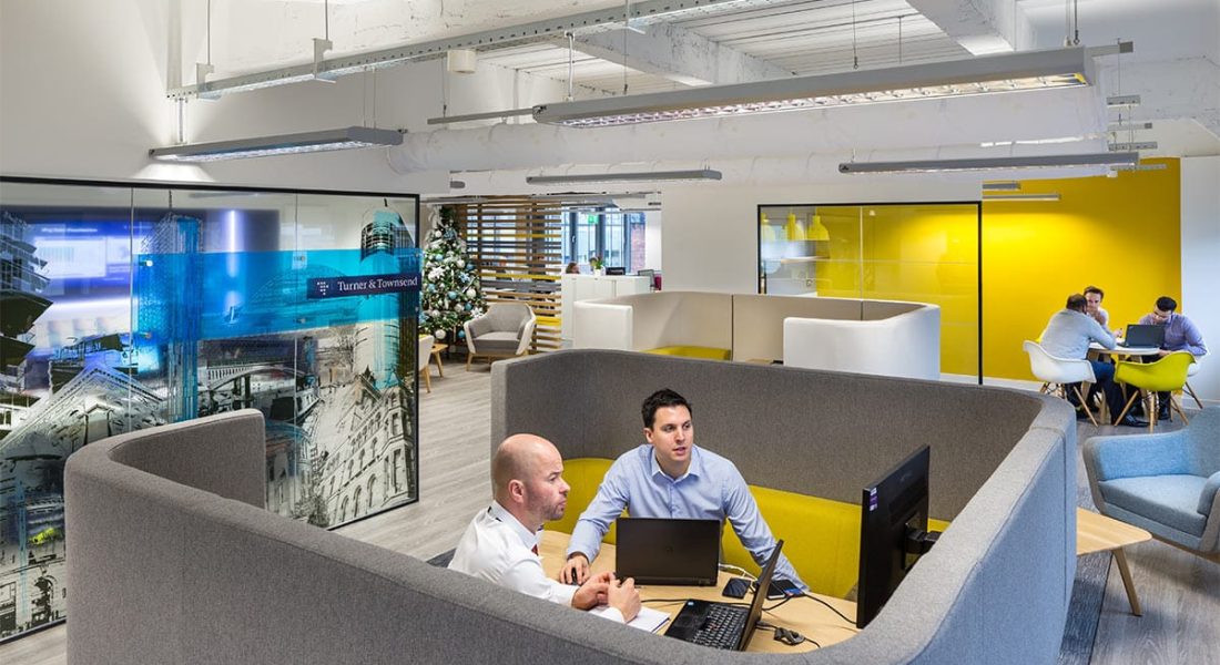 Open-plan spaces designed to encourage teamwork and interacti