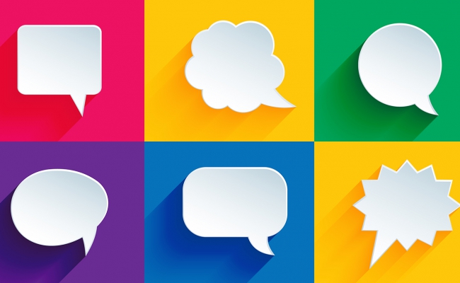 vector speech bubbles in flat design with shadows